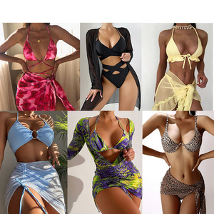 Oem Odm Fashion Show Sexy Summer Micro Bikini Beach Bikini Swimsuit Swim 3 Piece Bikini Set Sexy Ribbed Swimwear Women