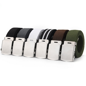 Classic Metal Buckle Canvas Belt Korean Men Women Belts Teenagers Plain Webbing Belts factory wholesale