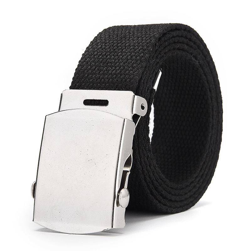 Classic Metal Buckle Canvas Belt Korean Men Women Belts Teenagers Plain Webbing Belts factory wholesale