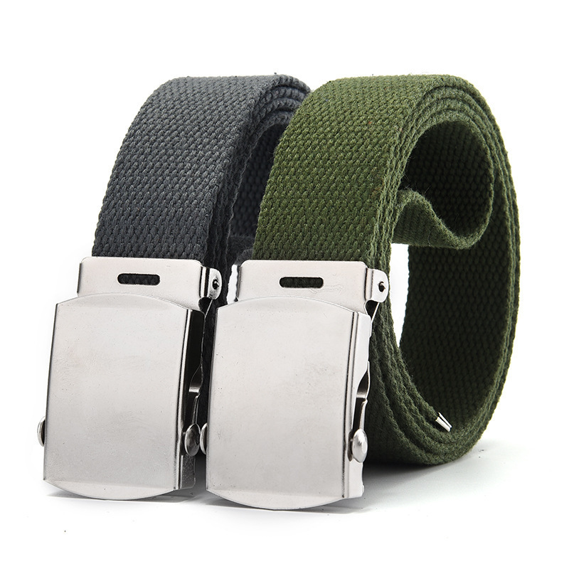 Classic Metal Buckle Canvas Belt Korean Men Women Belts Teenagers Plain Webbing Belts factory wholesale