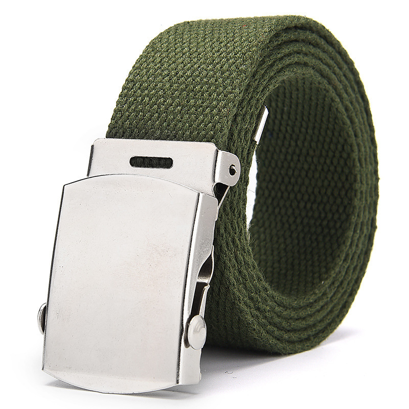 Classic Metal Buckle Canvas Belt Korean Men Women Belts Teenagers Plain Webbing Belts factory wholesale