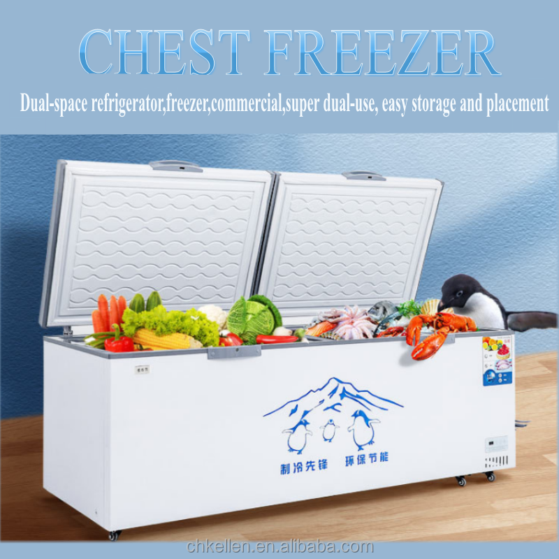 500L Commercial Horizontal Deep Freezer Refrigerator Top Open Foam Door Chest Freezer Cold Room Freezer For Sale