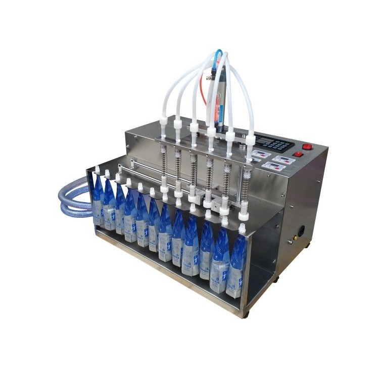 Table Desktop Automatic Liquid Filling Machine 4 Heads with Conveyor Belt pouch juice filling machine dispenser for liquid soap