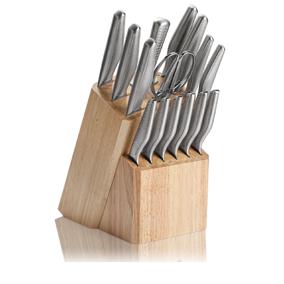 Germany Stainless Steel 16 Pieces Kitchen Knives Knife Block Set With Knife Sharpener