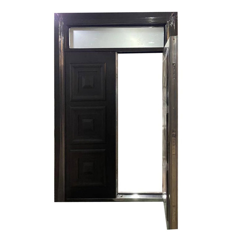 Chinese Entrance Armored Steel Door One and Half Design Exterior Front Double Doors for Houses