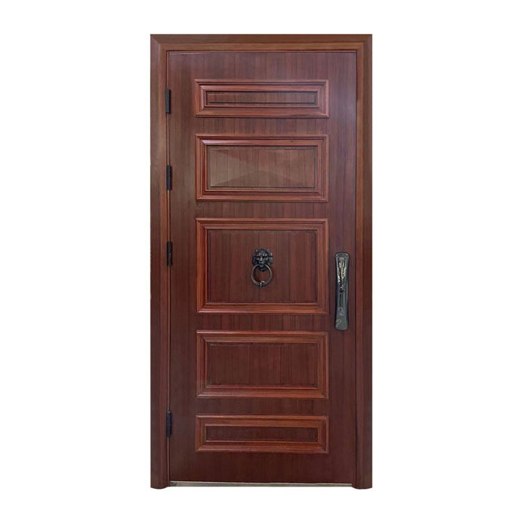 Chinese Entrance Armored Steel Door One and Half Design Exterior Front Double Doors for Houses