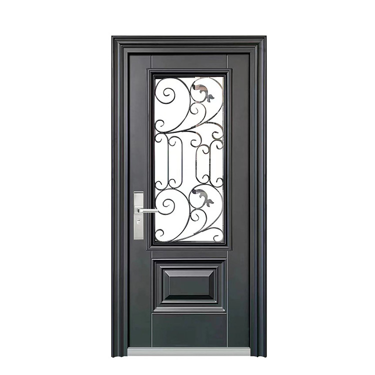 Front entry glass iron door modern steel door designs exterior cast iron door