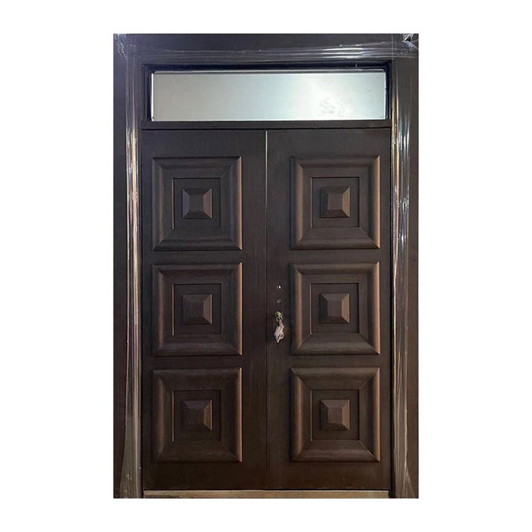 Chinese Entrance Armored Steel Door One and Half Design Exterior Front Double Doors for Houses