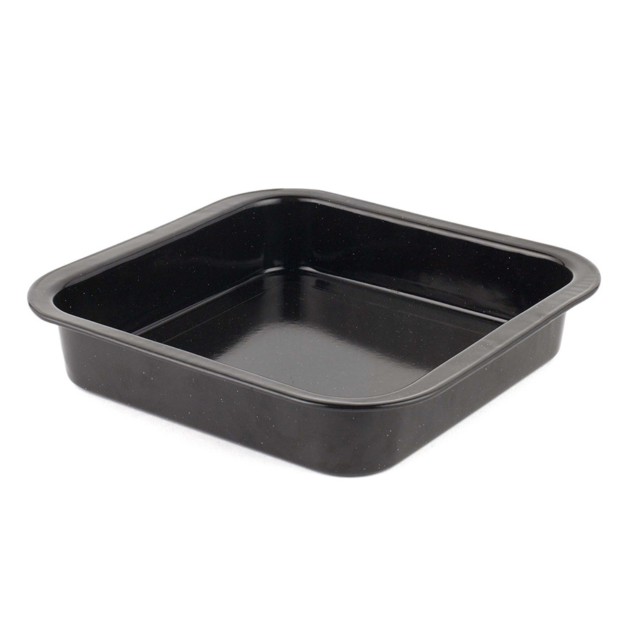 Ceramic enameled cooking meat cookie bread chocolate pizza sushi snack serving metal steel tray with drip pan