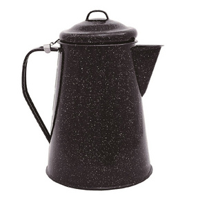 Custom color logo printing carbon steel metal steel enamel camping coffee milk pot with percolator