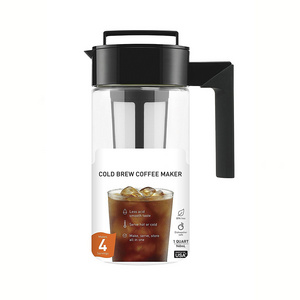 CHL custom logo plastic tritan BPA free high borosilicate glass camping portable iced cold brew coffee maker with handle