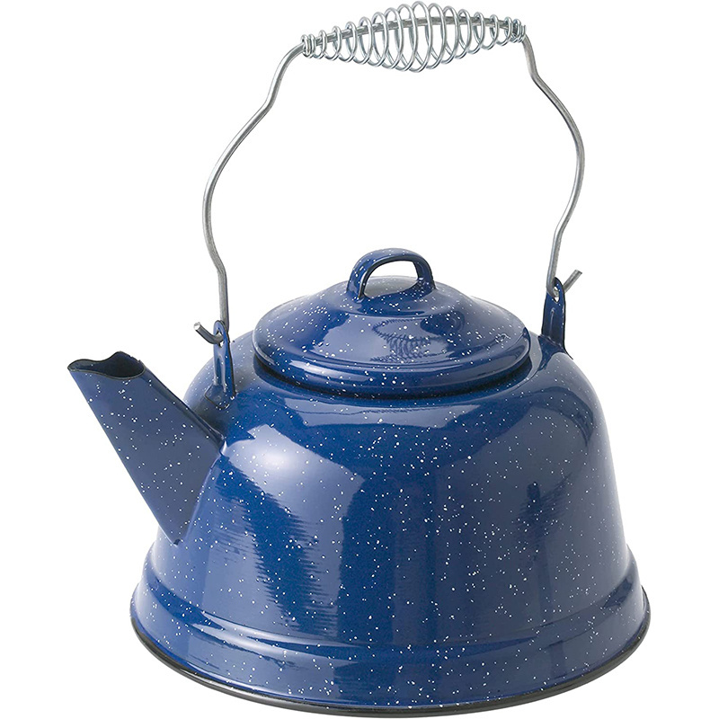 2.5L outdoor blue speckled Blending classic style durable camping 10 Cup enamel tea coffee pot percolator Kettle with handle