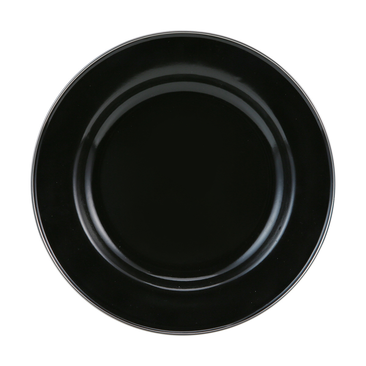 Cheap new design custom logo half colored speckled round shape dinnerware set enamel black charger plates