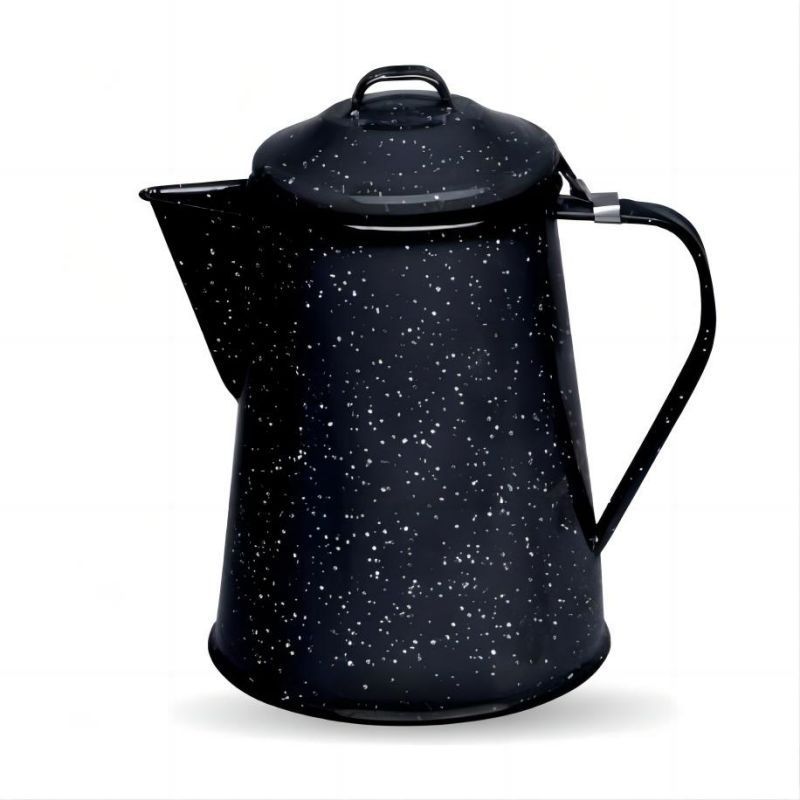 High quality blue color speckled camping outdoor metal steel enamel coffee tea pot with lid