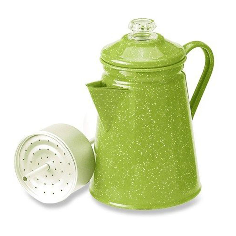 1.2L 1.56L 1.76L 2.1L 2.8L Outdoors camping green speckled Enamelware 8-Cup 10cup 12cup enamel coating Percolator coffee pot