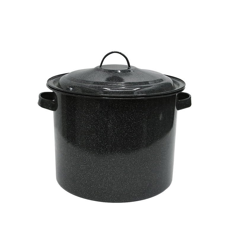 CHL 3L outdoor camping enamelware cookware blue speckled color metal enamel billy rice cooker can pot with lid cover and handle