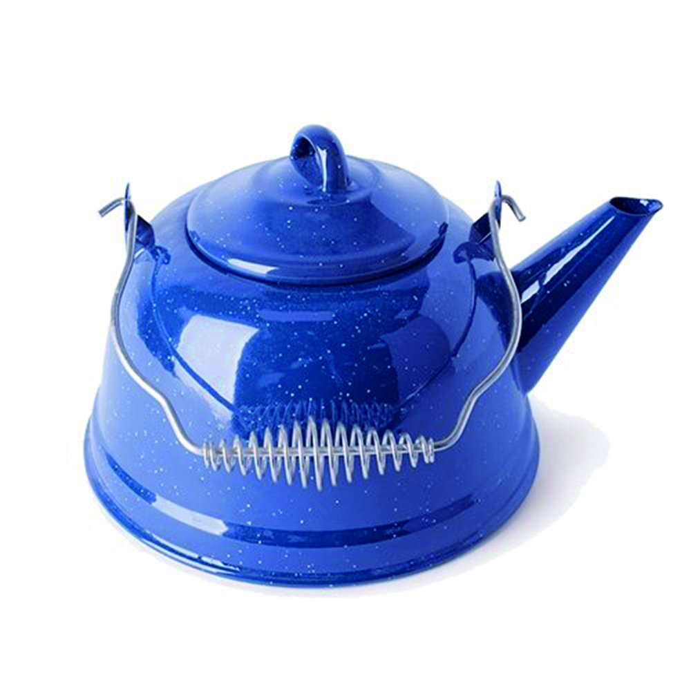 1.3L Traditional Vintage Kitchen Style white Cream Ivory Blue Rim Small enamel metal coffee tea pot kettle teapot