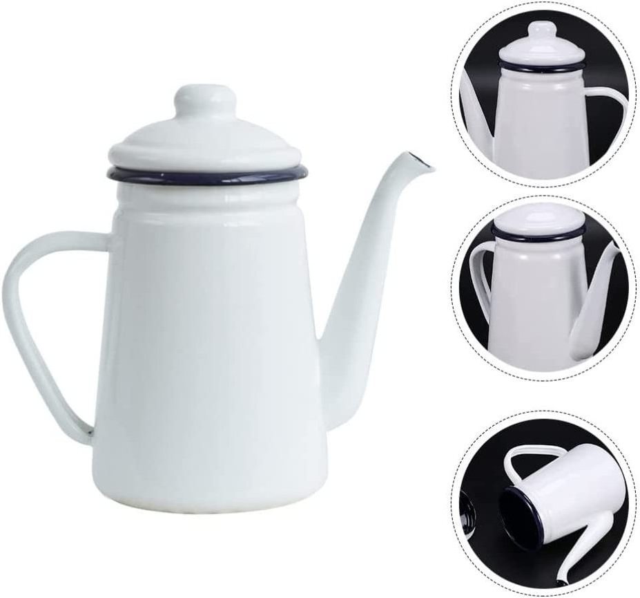 1.56L 2.1L 2.8L Green color outdoor Wholesale custom large tea milk enamel coffee pot set for camping