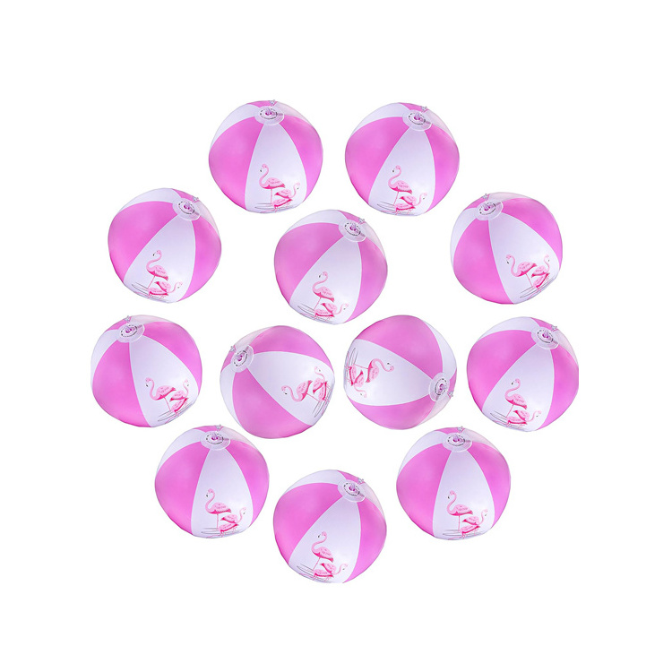 Games Toy Customized Logo Printing 6 Panels Children Adults 10'' White and Pink Inflatable PVC Beach Ball