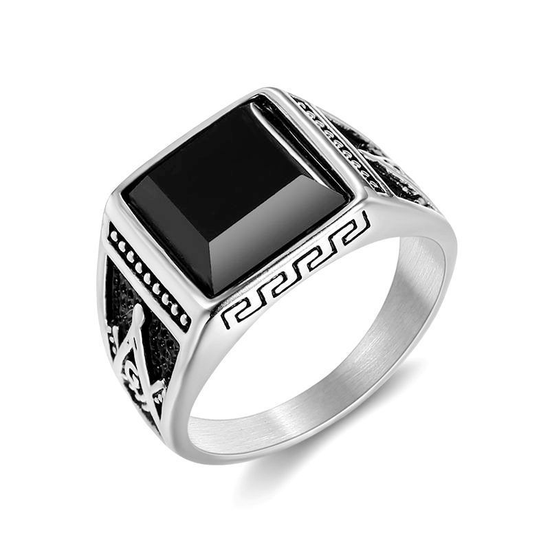 New model fashion custom design titanium steel ring black retro men's chunky big pinky elden ring for men