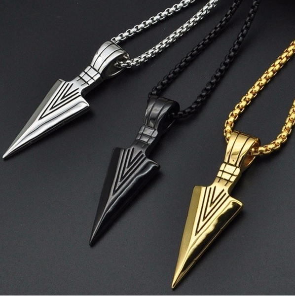 LC Hip-hop Stainless Steel Jewelry Punk Arrow Pendant Necklaces For Men