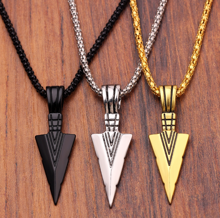 Lc Hip-Hop Stainless Steel Fashion Jewelry Necklaces Punk Arrow Pendant Necklaces For Men