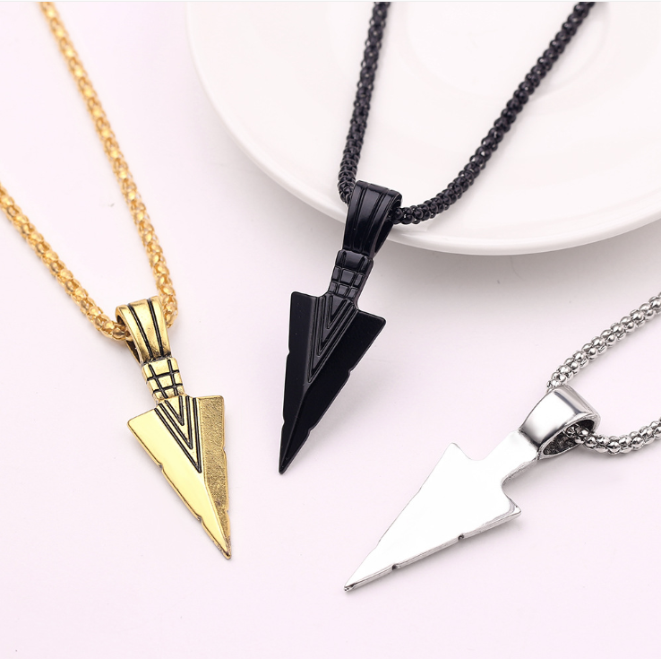 Lc Hip-Hop Stainless Steel Fashion Jewelry Necklaces Punk Arrow Pendant Necklaces For Men