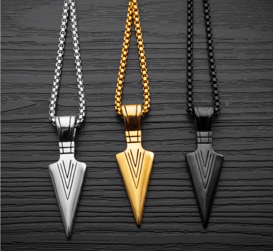 Lc Hip-Hop Stainless Steel Fashion Jewelry Necklaces Punk Arrow Pendant Necklaces For Men