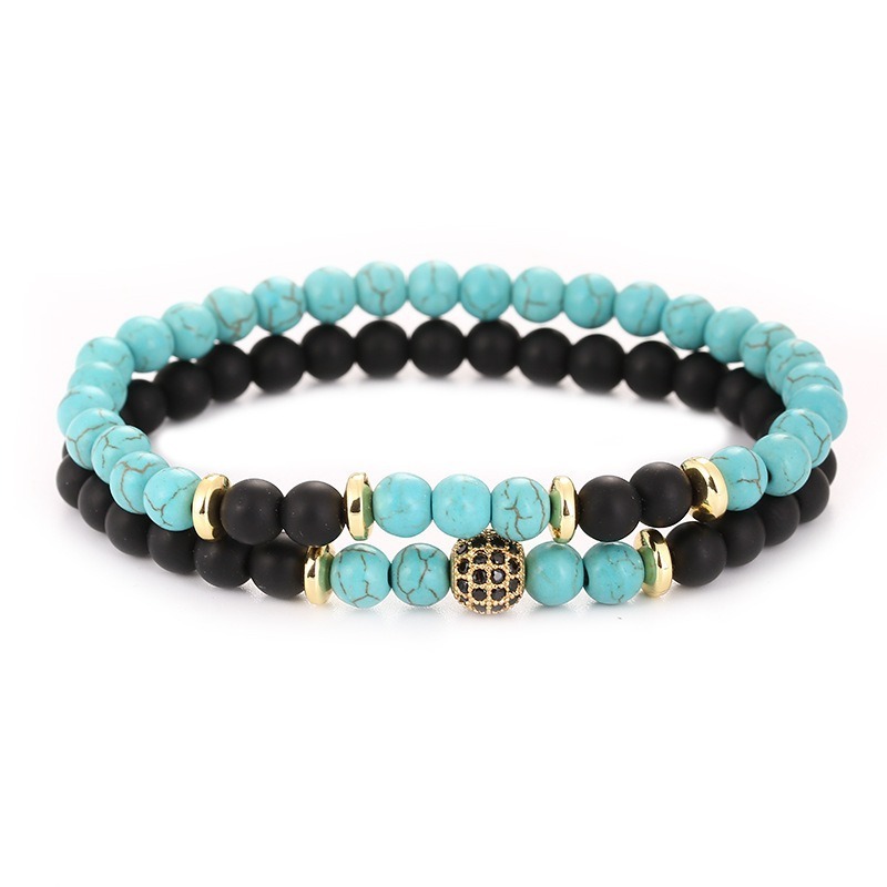 Micro inlaid Zircon Bracelet 6mm burma jade beads bracelet natural stone turquoise stone druzy bead bracelet