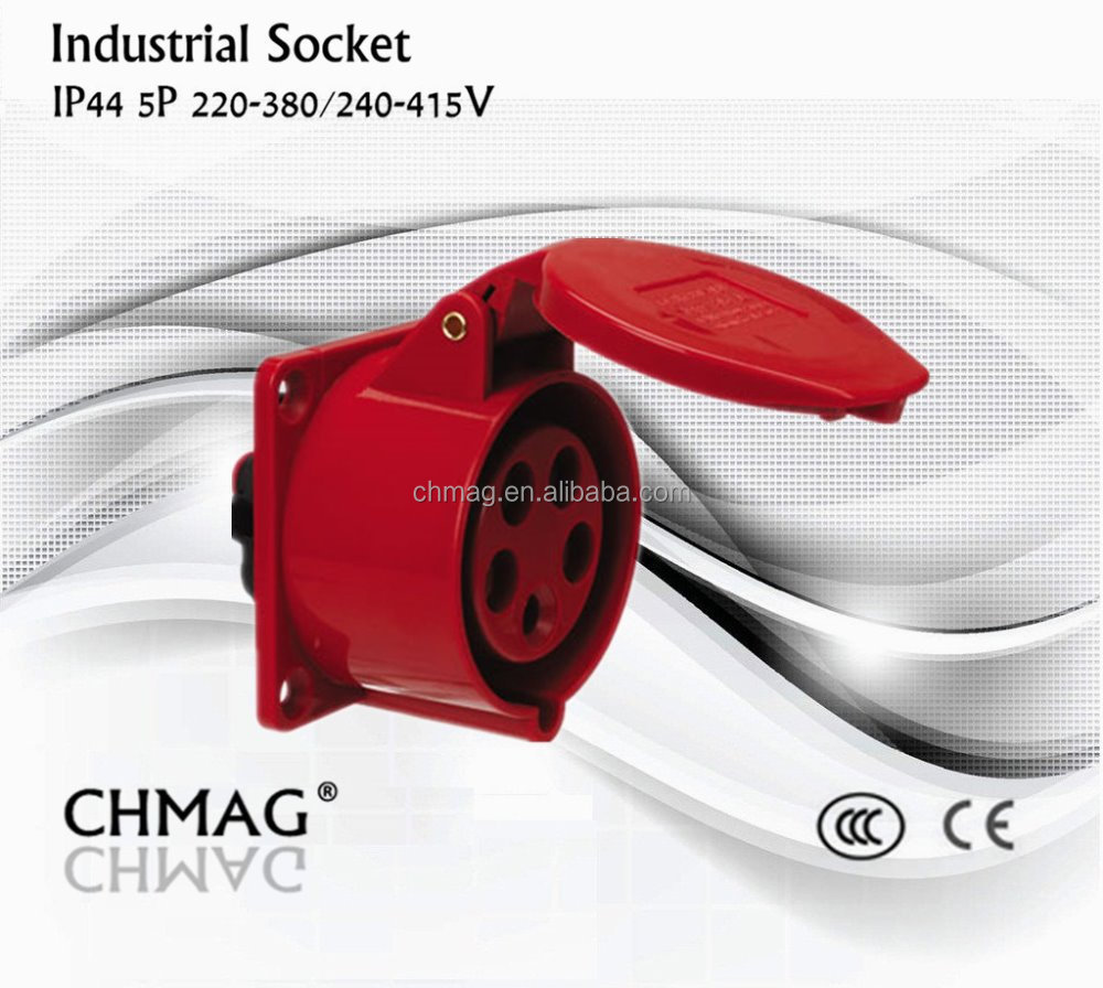 Chmag 16A 32A 220-380/240-415v 5Pin industrial panel socket 315 325 female three phase angle socket