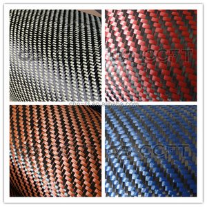 high quality carbon fiber cloth, carbon fiber fabric, 3K Kevlar 1500D Twill Carbon_Kevlar Hybrid Fabric (Black_Red)