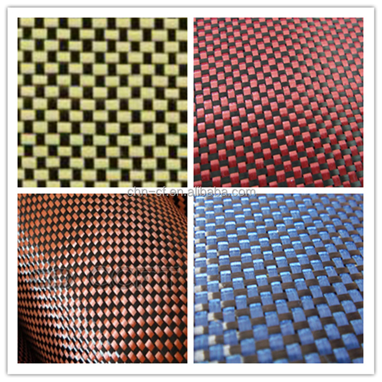 high quality carbon fiber cloth, carbon fiber fabric, 3K Kevlar 1500D Twill Carbon_Kevlar Hybrid Fabric (Black_Red)