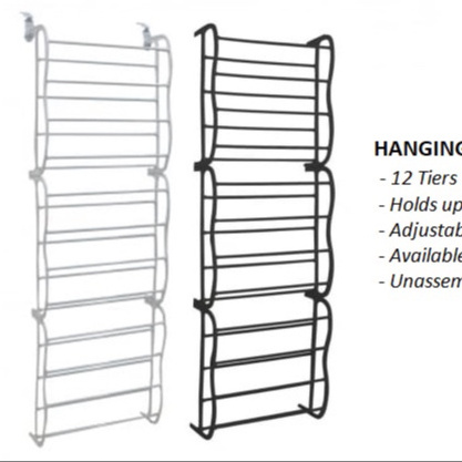 Over the Door Shoe Rack - 36 Pair - Fold Up, Nonslip Bars