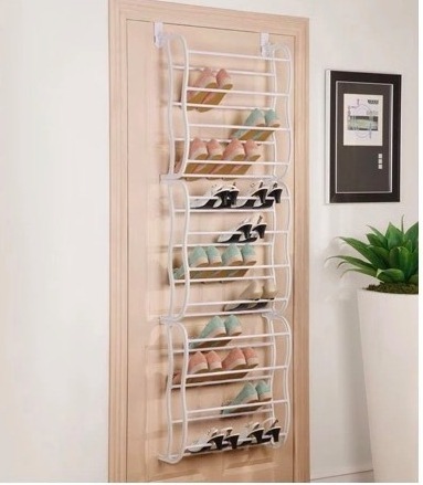 Over the Door Shoe Rack - 36 Pair - Fold Up, Nonslip Bars