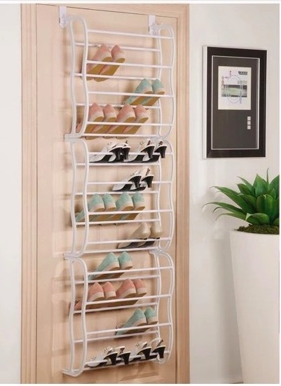 Over the Door Shoe Rack - 36 Pair - Fold Up, Nonslip Bars