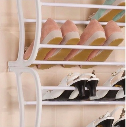 Over the Door Shoe Rack - 36 Pair - Fold Up, Nonslip Bars