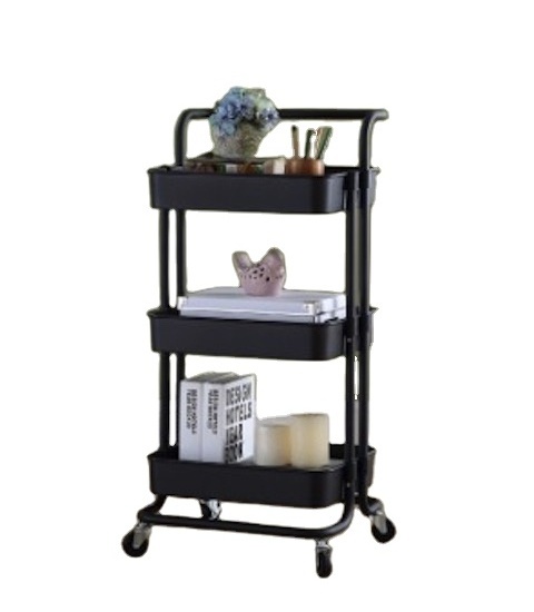 3 Tiers Metal Multifunctional Racks 4 Wheel Tier Trolley Utility Kitchen Storage Holders Rolling Cart Kitchen Accessories 500pcs