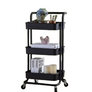 3 Tiers Metal Multifunctional Racks 4 Wheel Tier Trolley Utility Kitchen Storage Holders Rolling Cart Kitchen Accessories 500pcs