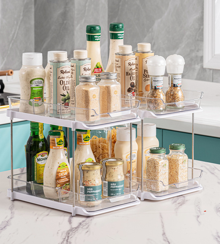 BOCHENG Multifunction  Organizer 2 tier under sink storage organizer  Seasoning Storage Shelf Rack Cabinet