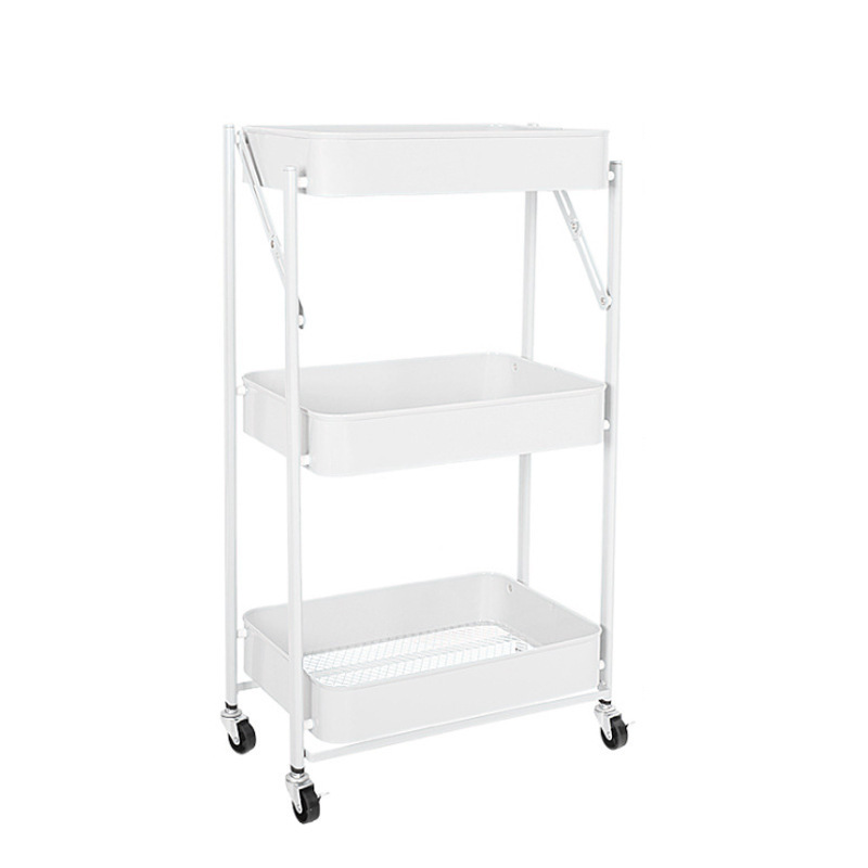 3-Tier Utility Rolling Storage Cart Slim Mobile Shelves on Wheels with Mesh Basket Storage Organizer