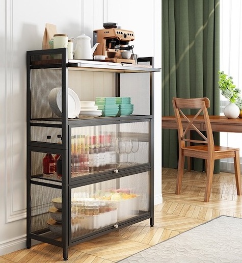 4 layer Carbon Steel Kitchen Shelf Floor-standing Multi-layer  kitchen  Organizer Multifunctional Storage Holders & Racks