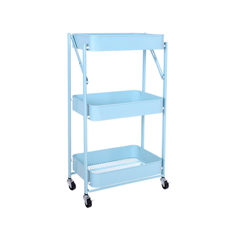 3-Tier Utility Rolling Storage Cart Slim Mobile Shelves on Wheels with Mesh Basket Storage Organizer