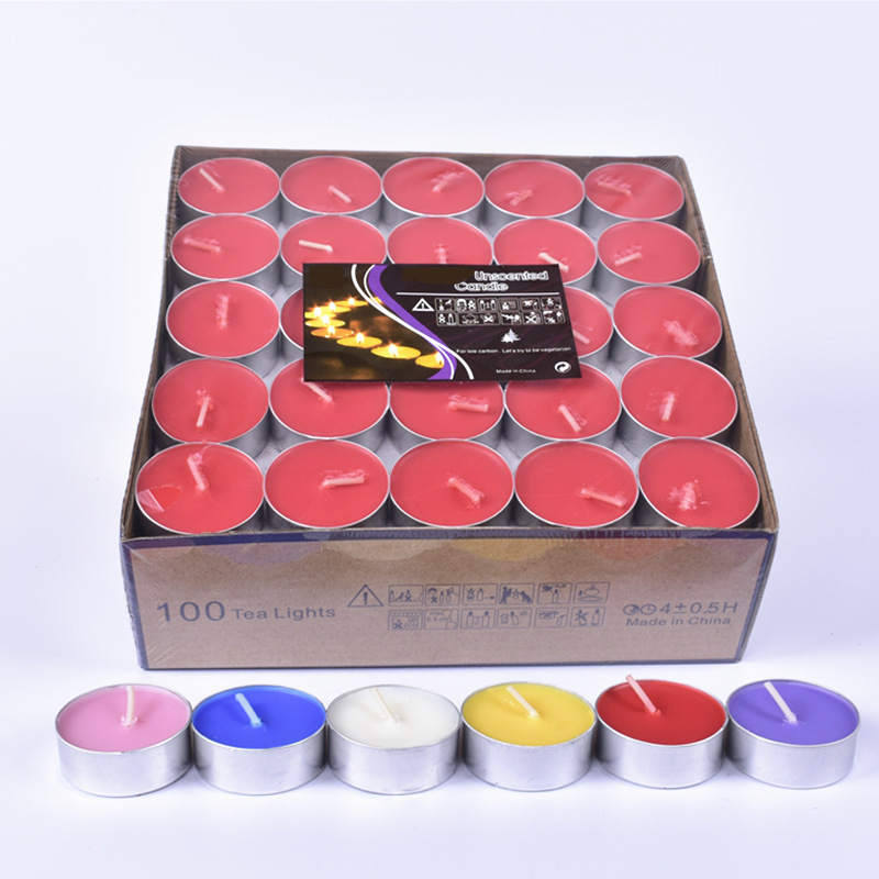 factory wholesale 100pack 4hours 6hours 8hours Burning time Pressed tea light wax candles unscented white tealight candle