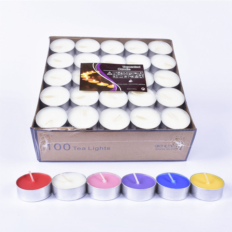 factory wholesale 100pack 4hours 6hours 8hours Burning time Pressed tea light wax candles unscented white tealight candle