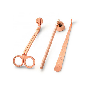 Wholesale Custom Luxury Rose Gold Black Silver Candle Care Kit Candle Snuffer And  Candle Wick Trimmer Set