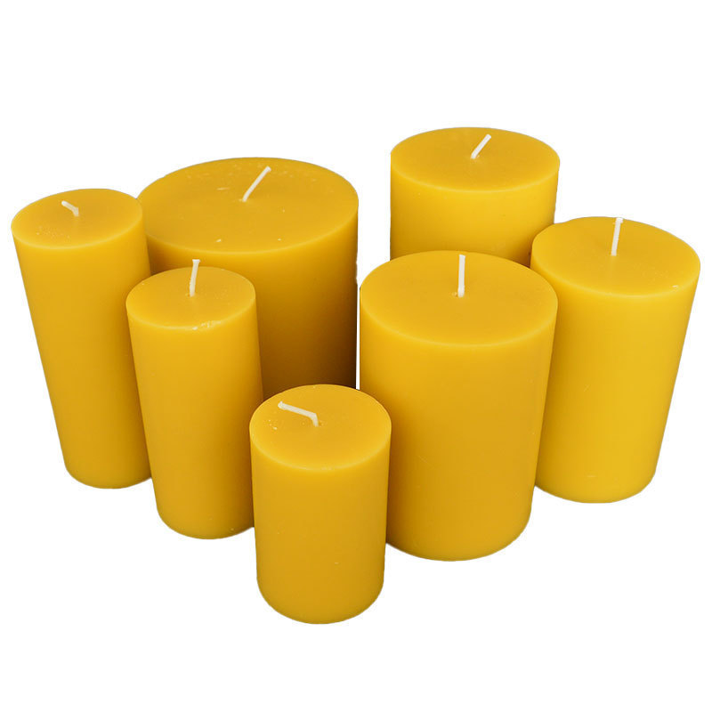 Wholesale Home Decoration Luxury Candle Large Wide Organic Beeswax Cylinder Pillar Candles Handmade Beeswax Candles