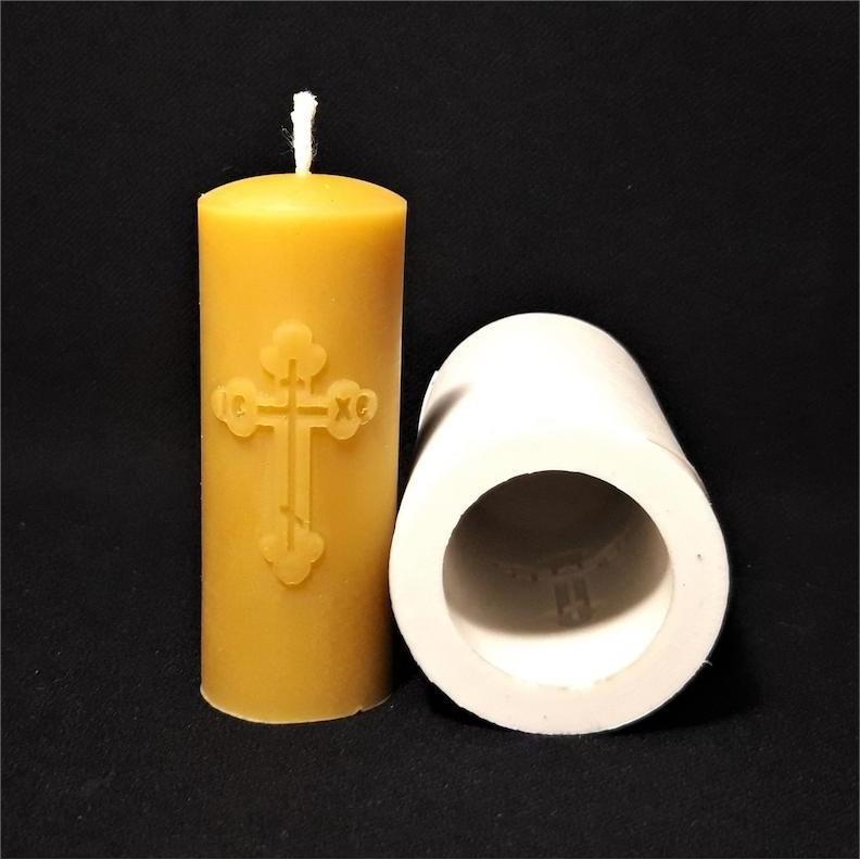 high quality christian candle pure natural beeswax handmade pillar candle private logo custom cross beeswax candle bulk