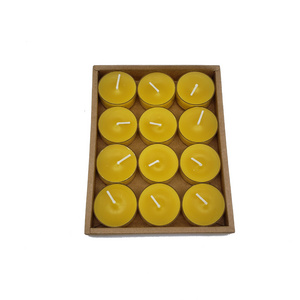 Hot Selling 6/12 Pcs Pack Wholesale Yellow Beeswax Tealight Candles Votive Pillar Candles Set