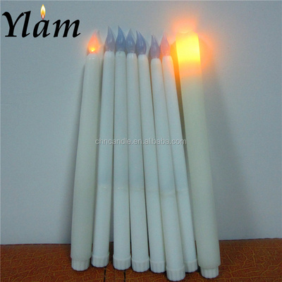 Popular plastic Flameless custom 10'' Long Taper Artificial Real Wax Remote LED Pillar Candle For Party Wedding Table Decor sets