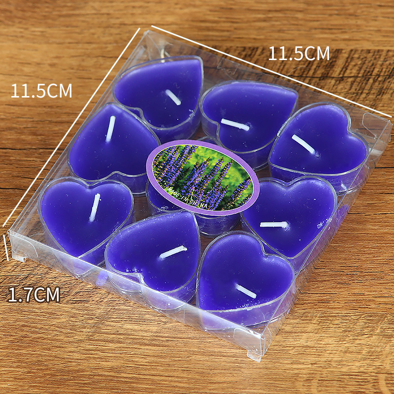 9pcs/box custom tealight candle 4 hour paraffin candle heart shape scented tealight candle in bulk